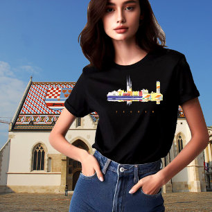Zagreb Croatia Skyline Historic Blue Travel Tee