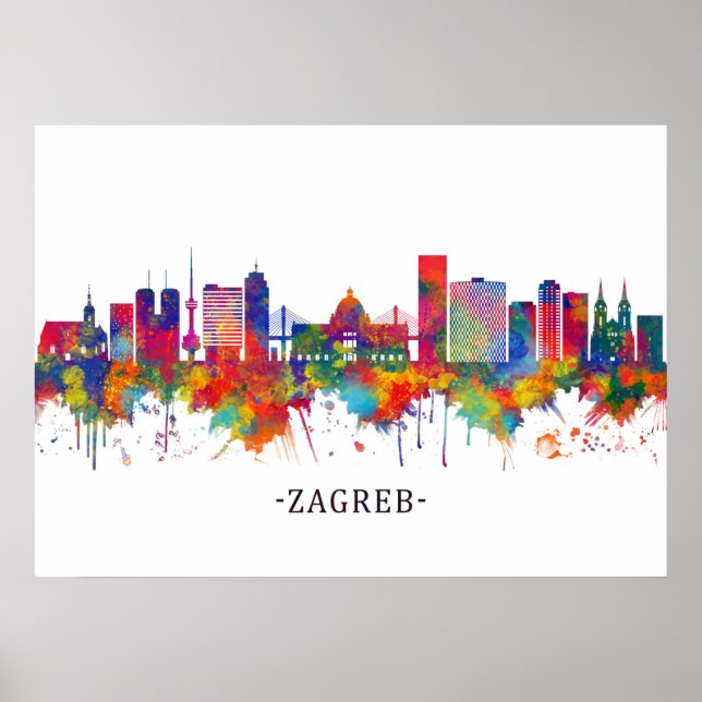 Zagreb Croatia Skyline Poster (Front)