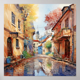 Zagreb Croatia Travel Watercolor Art Print 