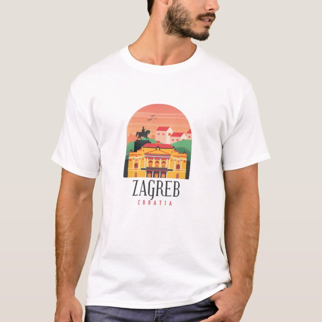 Zagreb Croatia Vintage Balkan Travel    T-Shirt (Front)