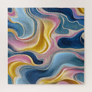 “Zahara” Swirls of blues, pink and sand. Jigsaw Puzzle