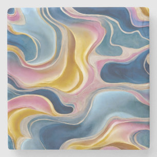 “Zahara” Swirls of blues, pink and sand. Stone Coaster