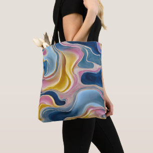“Zahara” Swirls of blues, pink and sand. Tote Bag