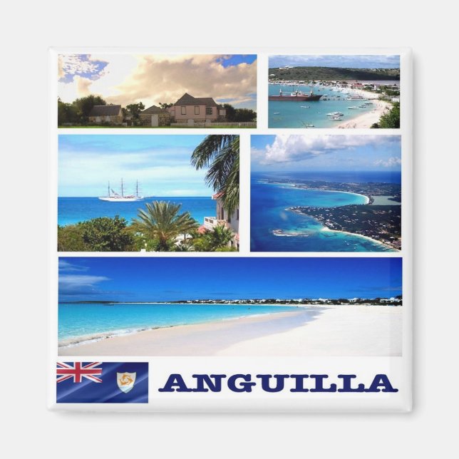 zAI003 ANGUILLA, Mosaic, America, Fridge Magnet (Front)