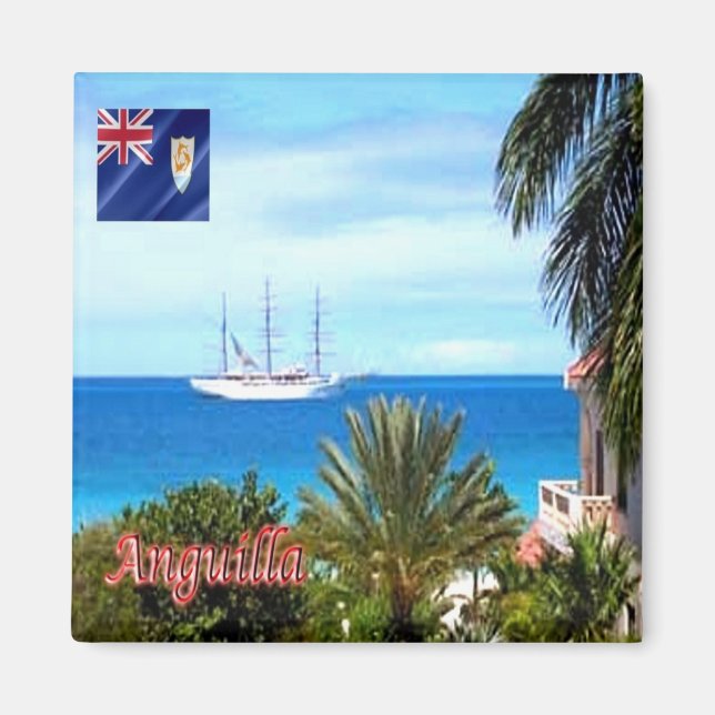 zAI004 ANGUILLA, Long Bay, Panorama, Fridge Magnet (Front)
