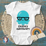 Zaida's Yiddish Sweetheart Blue Kawaii Octopus Baby Bodysuit<br><div class="desc">Celebrate the newest addition to the family with this adorable blue octopus baby bodysuit! Makes a perfect baby shower gift, coming home outfit, or pregnancy reveal outfit for a baby boy! Outfit is also perfect for newborn photos. This listing is for the bodysuit only. add a headband or bowtie to...</div>