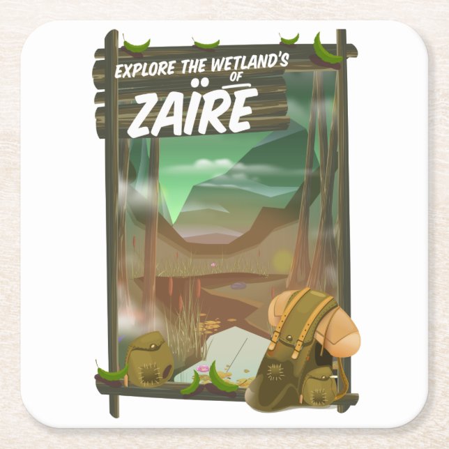 Zaïre african adventure square paper coaster (Front)