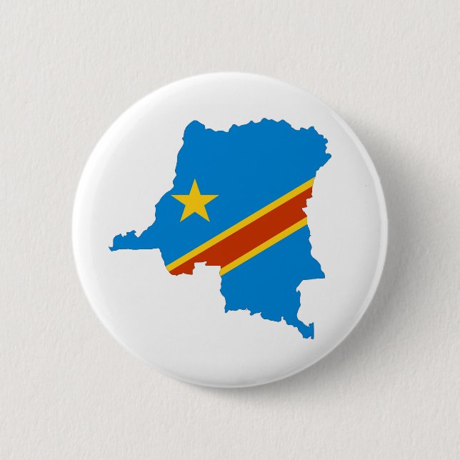 zaire congo country flag map 6 cm round badge (Front)