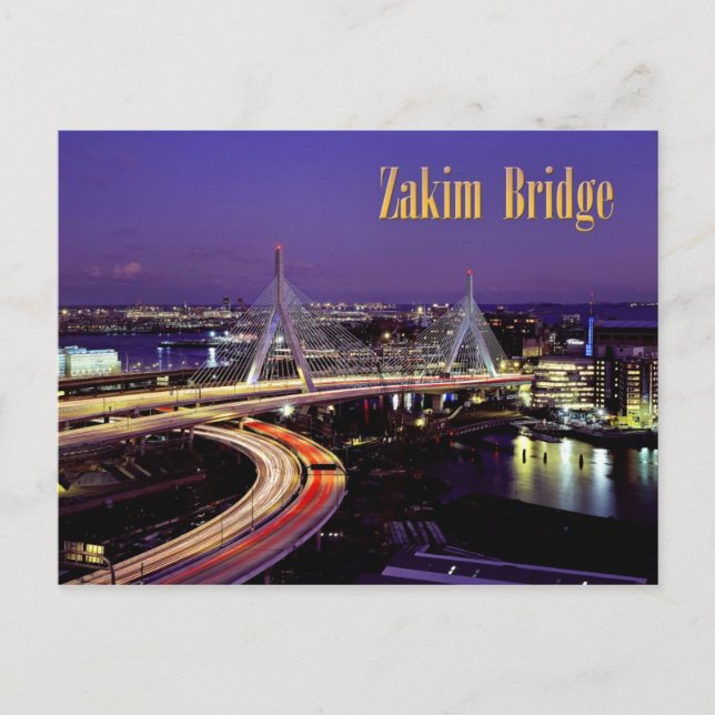 Zakim Bridge, Boston at night Postcard (Front)