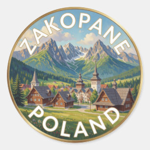 Zakopane Giewont Peak Mountain Destination Classic Round Sticker