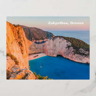Zakynthos, Greece. Foil Holiday Postcard