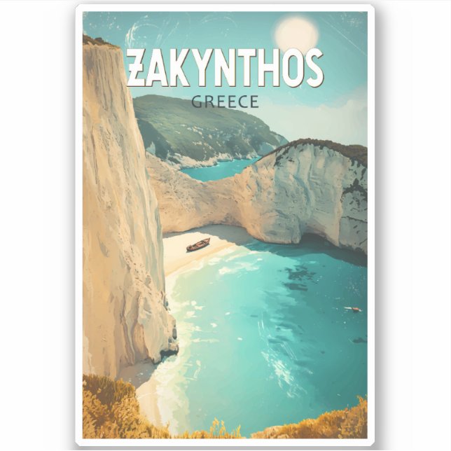 Zakynthos Greece Illustration Travel Art Vintage (Front)