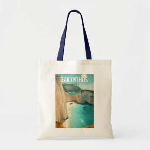 Zakynthos Greece Illustration Travel Art Vintage Tote Bag