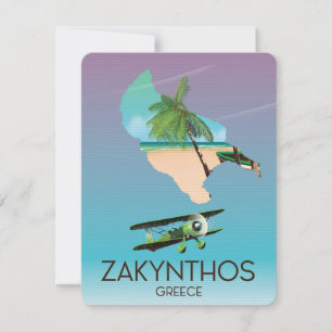 Zakynthos Greece map travel poster