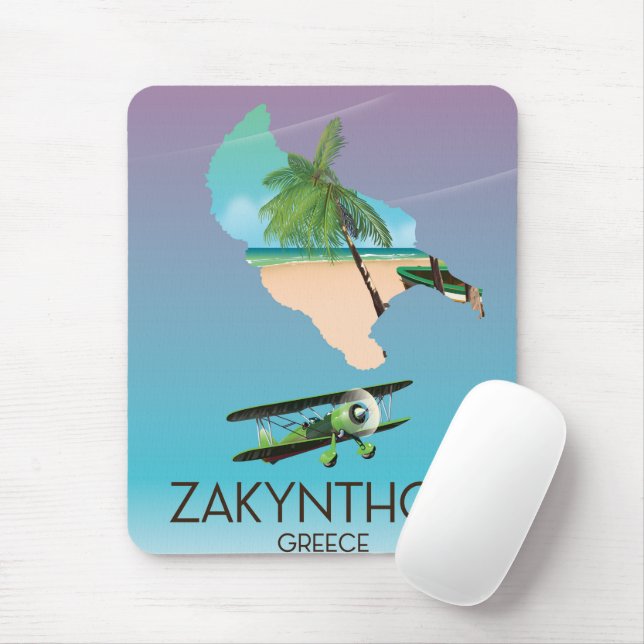 Zakynthos Greece map travel poster Mouse Mat (With Mouse)