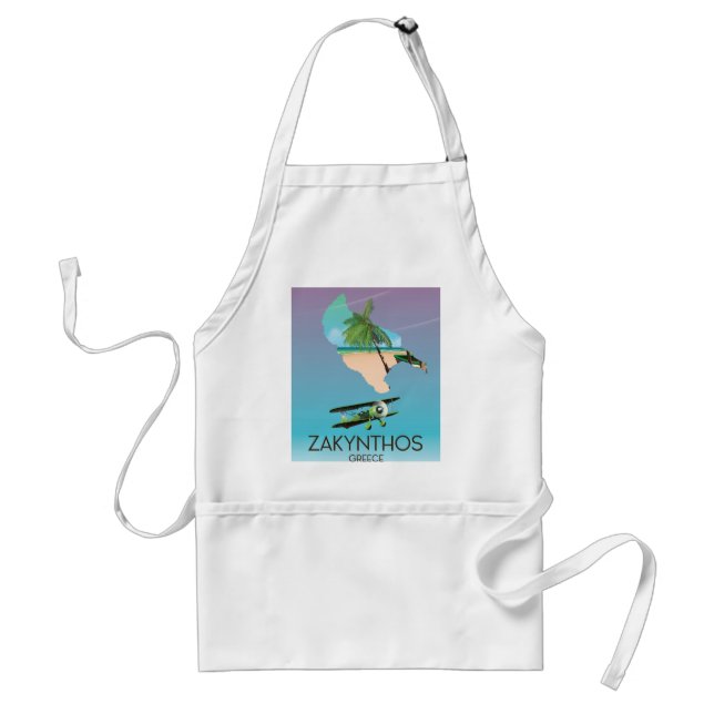 Zakynthos Greece map travel poster Standard Apron (Front)
