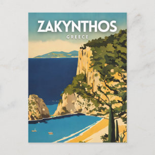 Zakynthos Greece Travel Poster Postcard