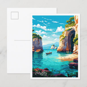 Zakynthos Greece Vintage Travel Illustration Postcard