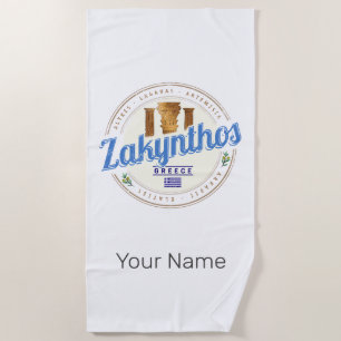 Zakynthos Island Greece Vacation Vintage Souvenir Beach Towel