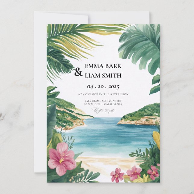 Zakynthos Zante Greece Wedding Invitation (Front)