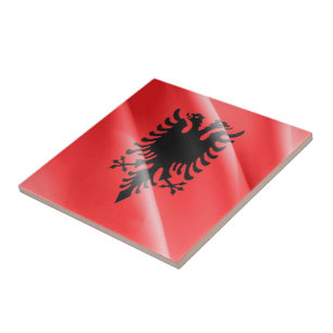 zAL002 Albanian waving FLAG, Albania, Tile