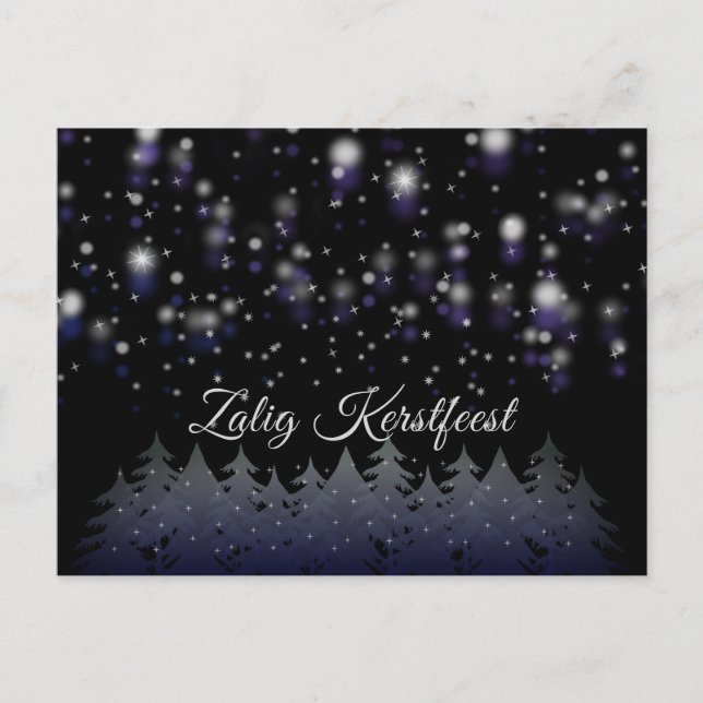 Zalig Kerstfeest Dutch Christmas Starry Night Snow Holiday Postcard (Front)