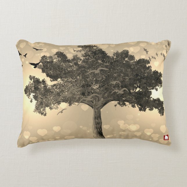 ZALMAXI HOME gold abstract tree Accent Pillow (Front)