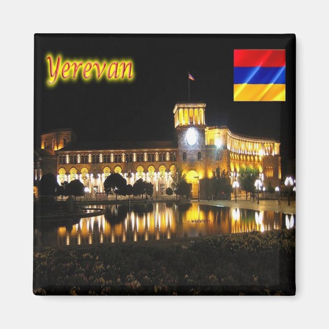 zAM012 YEREVAN Republic Square at night, Armenia,  Magnet (Front)