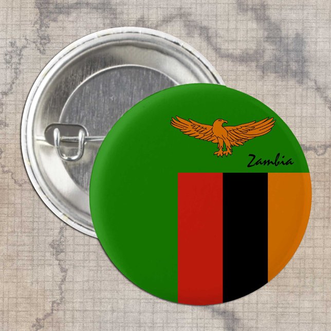 Zambia button, patriotic Zambian Flag fashion 3 Cm Round Badge (Creator Uploaded)