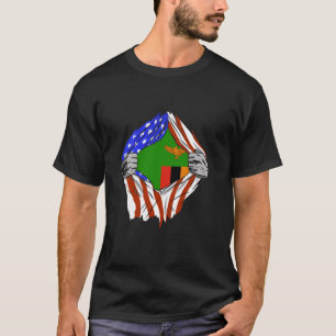 Zambia Chest USA America Zambian Flag Zambian Prid T-Shirt