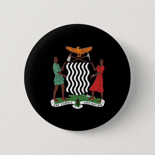 Zambia Coat of Arms 6 Cm Round Badge (Front)