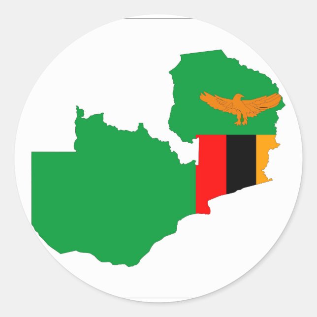 zambia country flag map shape symbol classic round sticker (Front)