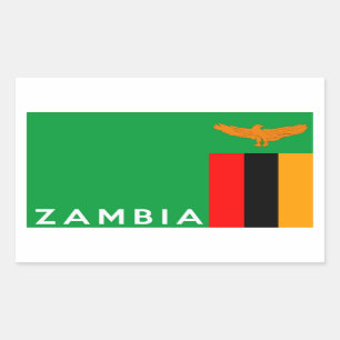 zambia country flag text name rectangular sticker