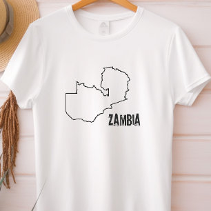 Zambia Country Map Zambian Border Line Land Shape T-Shirt