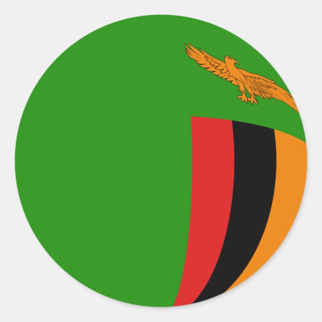 Zambia Fisheye Flag Sticker (Front)