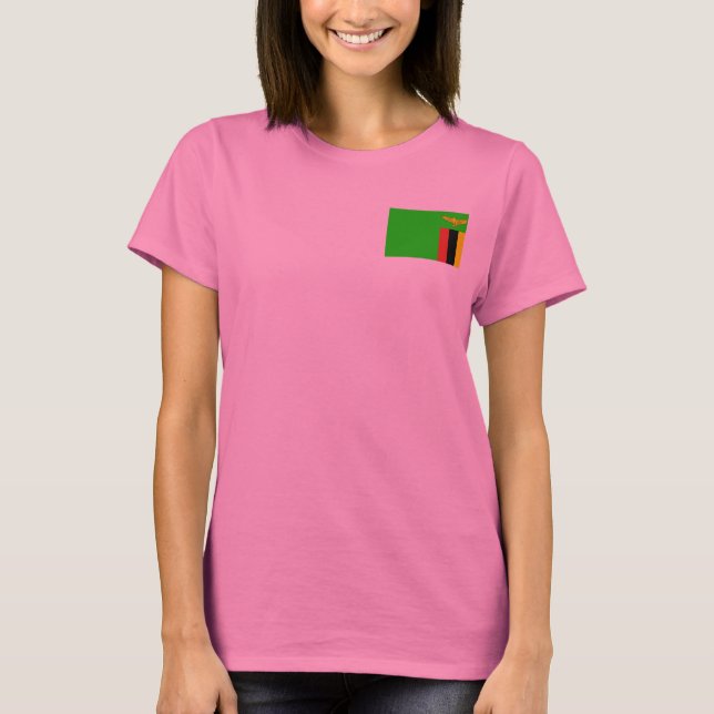 Zambia Flag and Map dk T-Shirt (Front)