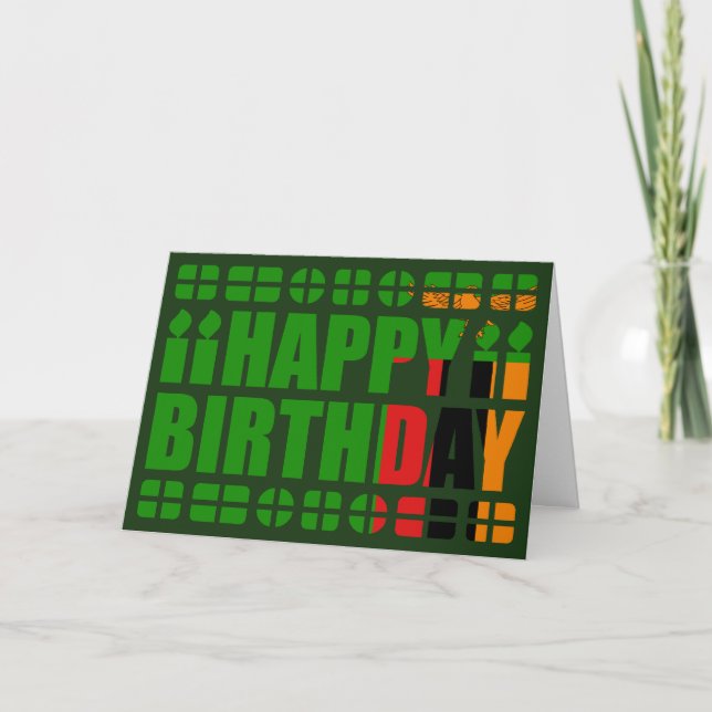 Zambia Flag Birthday Card (Front)