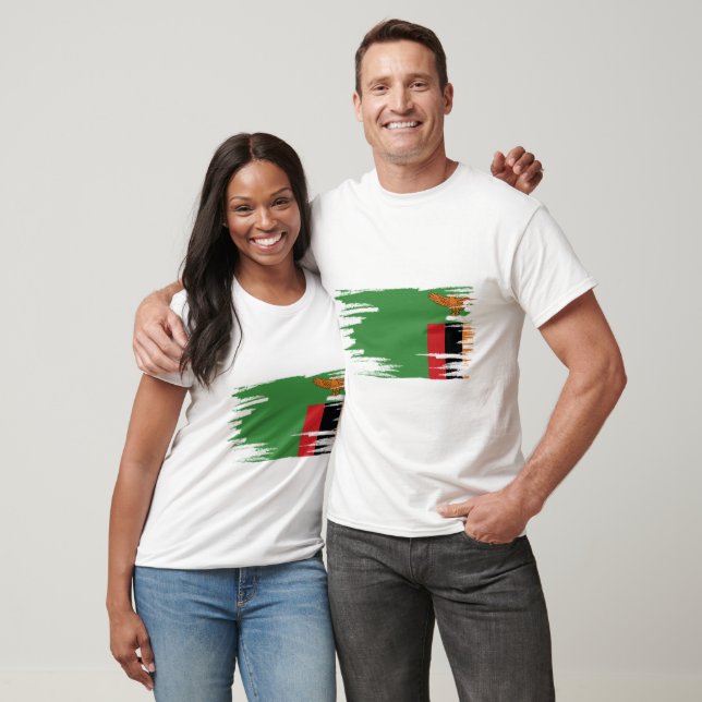 Zambia Flag Brush Art T-Shirt (Unisex)
