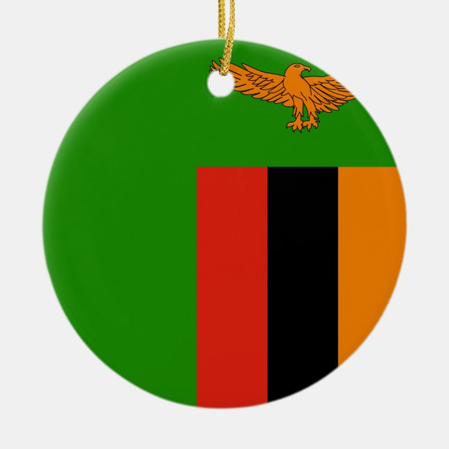 Zambia Flag Ceramic Tree Decoration (Front)