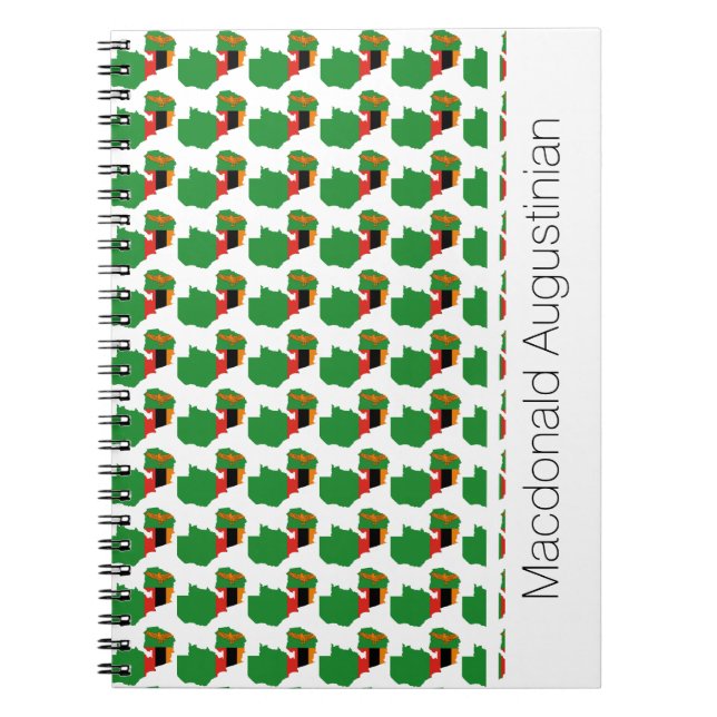 ZAMBIA FLAG Custom Add Name Notebook Journal (Front)