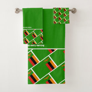 ZAMBIA FLAG Customised Scripture GREEN Zambian Bath Towel Set