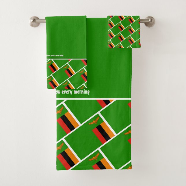 ZAMBIA FLAG Customised Scripture GREEN Zambian Bath Towel Set (Insitu)