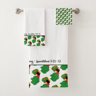 ZAMBIA FLAG Customised Scripture Stylish Zambian Bath Towel Set