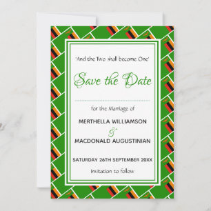 ZAMBIA FLAG Customised Scripture Stylish Zambian Save The Date