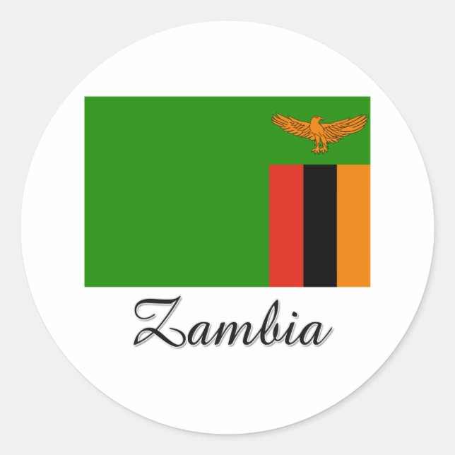 Zambia Flag Design Classic Round Sticker (Front)