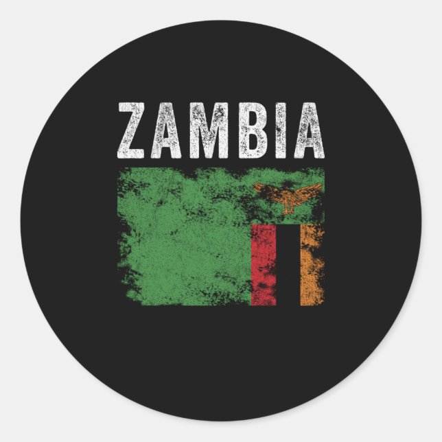 Zambia Flag Distressed - Zambian Flag Classic Round Sticker (Front)