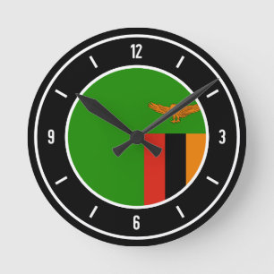 Zambia Flag Elegant Round Clock
