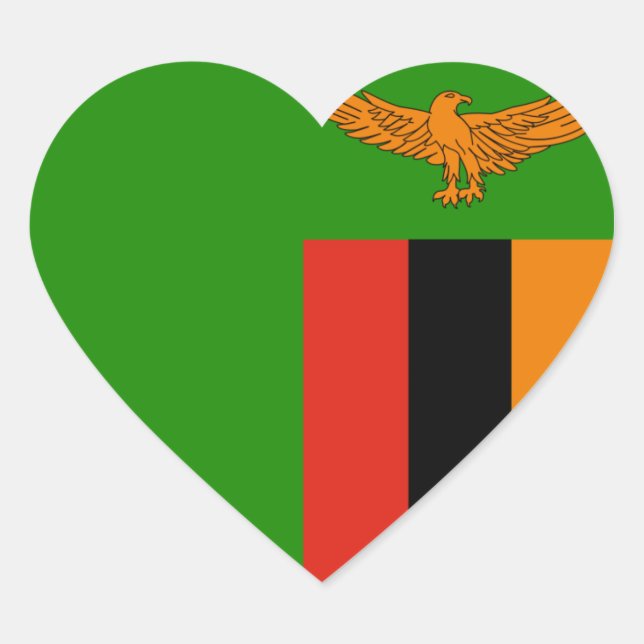 Zambia Flag Heart Sticker (Front)