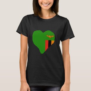 Zambia Flag Heart Vintage Zambian Pride Zambian Ro T-Shirt