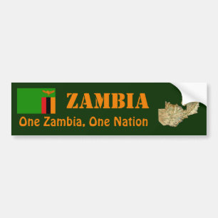 Zambia Flag + Map Bumper Sticker